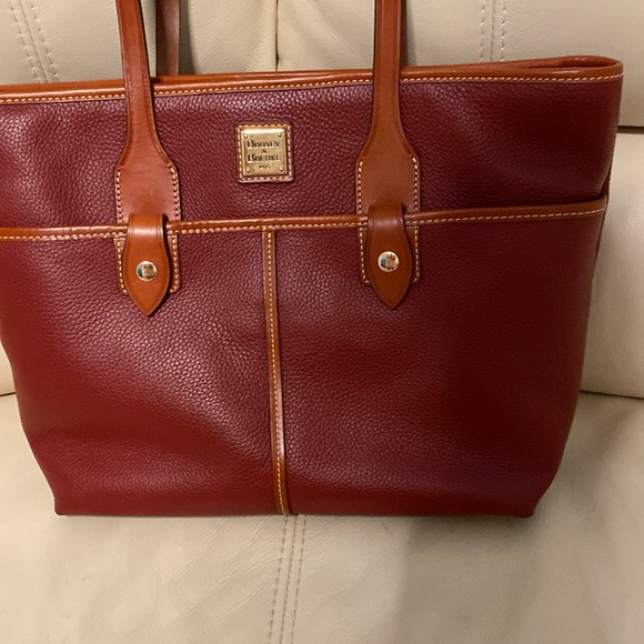Dooney & Bourke Wine Leather Double Pocket Tote - Picture 3 of 10